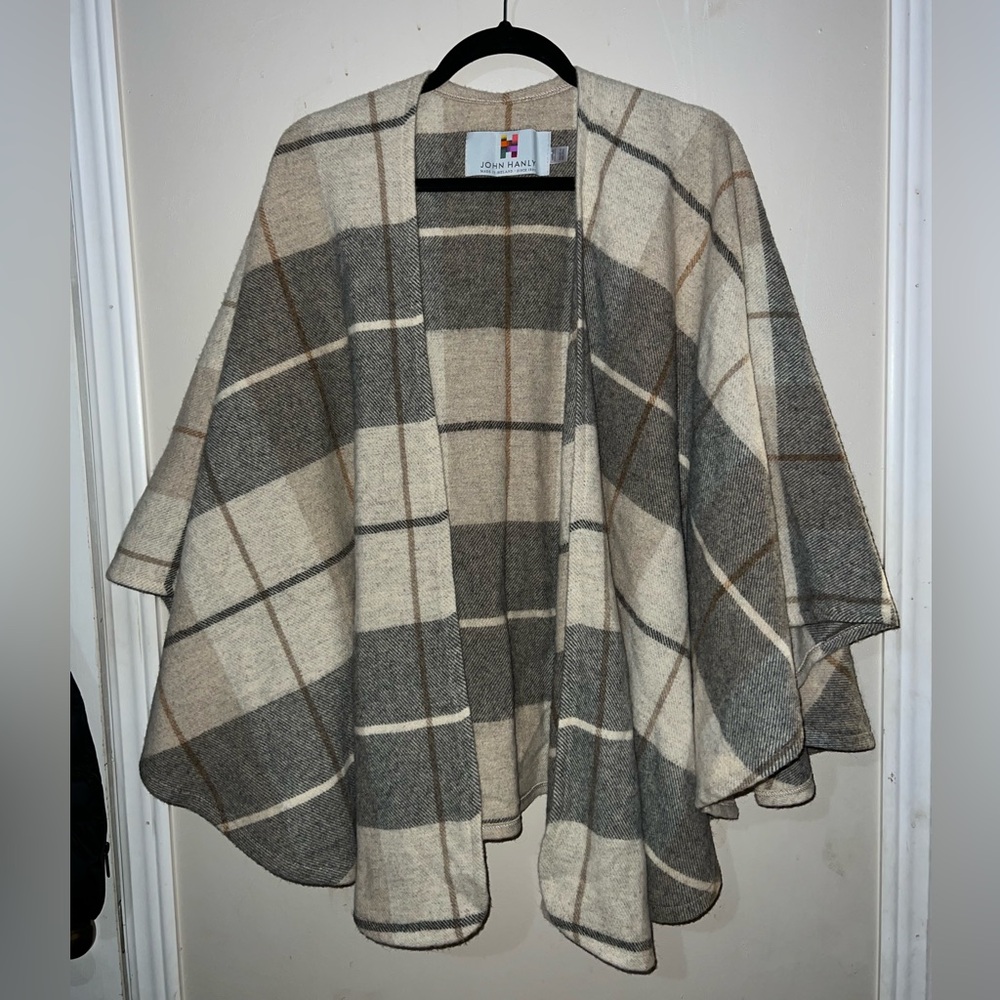 John Hanly Lambswool Cape Shawl | Rust Cream & Brown Mix | Irish Wool | Jacket